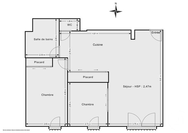 Appartement F3 à vendre - 3 pièces - 63.31 m2 - PARIS - 75010 - ILE-DE-FRANCE - Century 21 Bonsergent